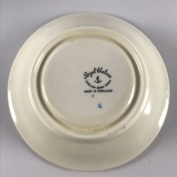 Royal Chelsea Demitasse Coffee Tea Cup Saucer w Blue Lillies Lily VTG - Picture 5 of 12